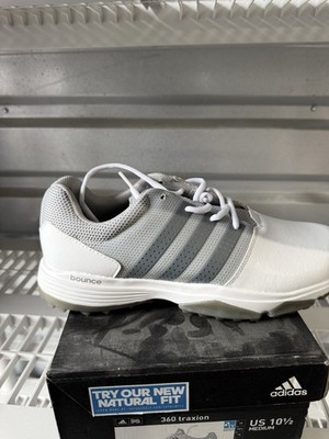 Adidas Golf Shoes Mens 10.5 White Gray Bounce 360 Traxion Waterproof 