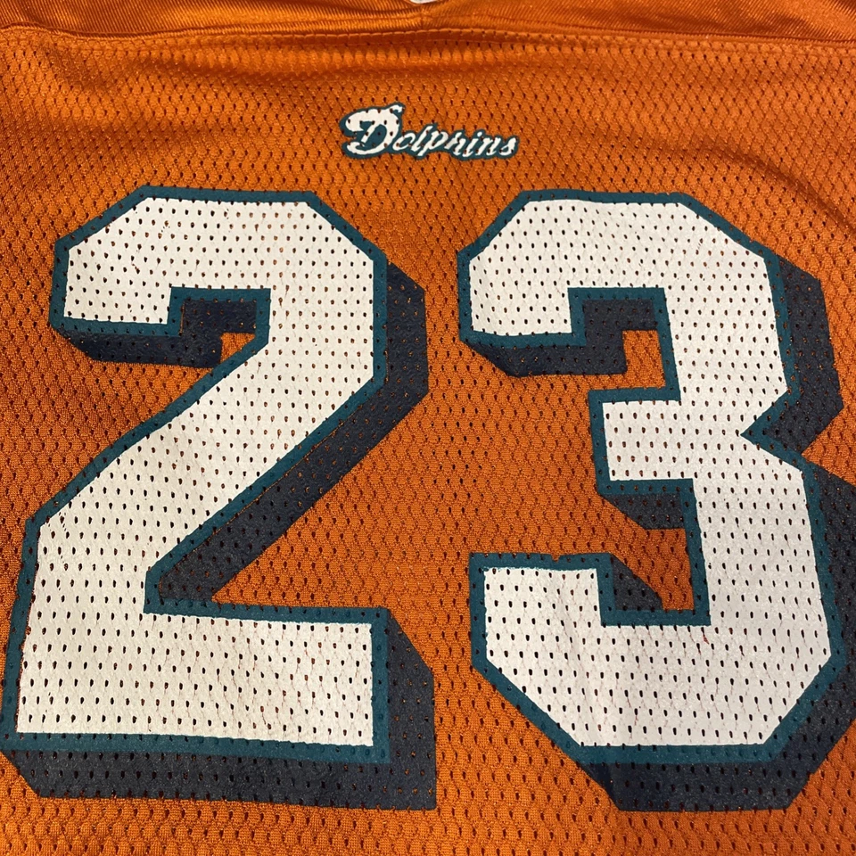 Camiseta deportiva vintage Reebok NFL Miami Dolphins Ronnie marrón #23 talla niño M 10-12 Foto 2 de 4