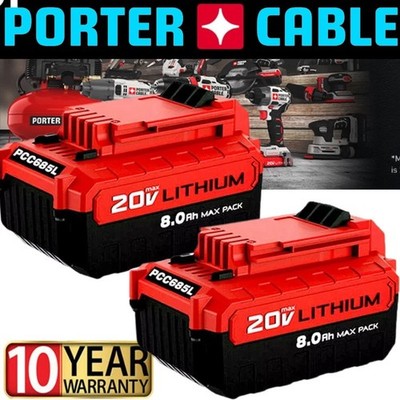 2PACK for PORTER CABLE 20V 20 Volt 8.0Ah Lithium Battery Max PCC680L PCC685L