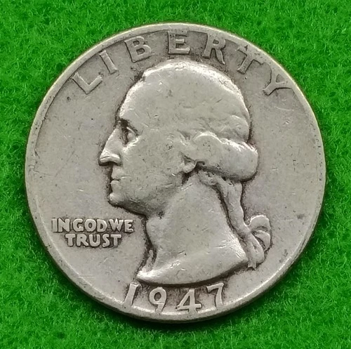 90% Silver 1947 Washington Quarter 25C Coin Circulated Business Strike