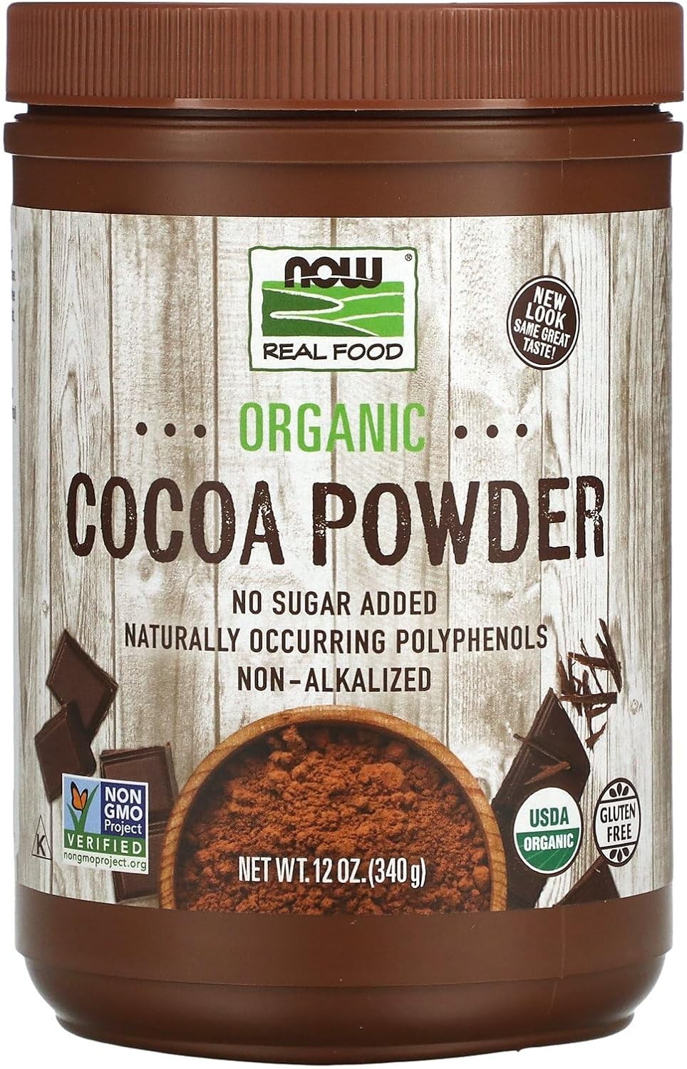 NOW Foods Organic Cocoa Powder, Unsweetened-12 oz