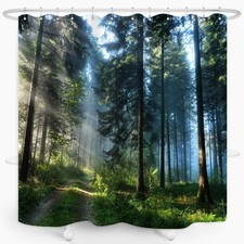 Trees Forest Sunlight Shower Curtain Straight Tall Trees Sunshine Attractive ...