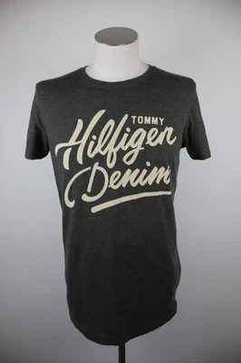 TOMMY HILFIGER T-SHIRT HOMME TAILLE M COTON MANCHES COURTES VINTAGE GRIS BLANC - Photo 1/4
