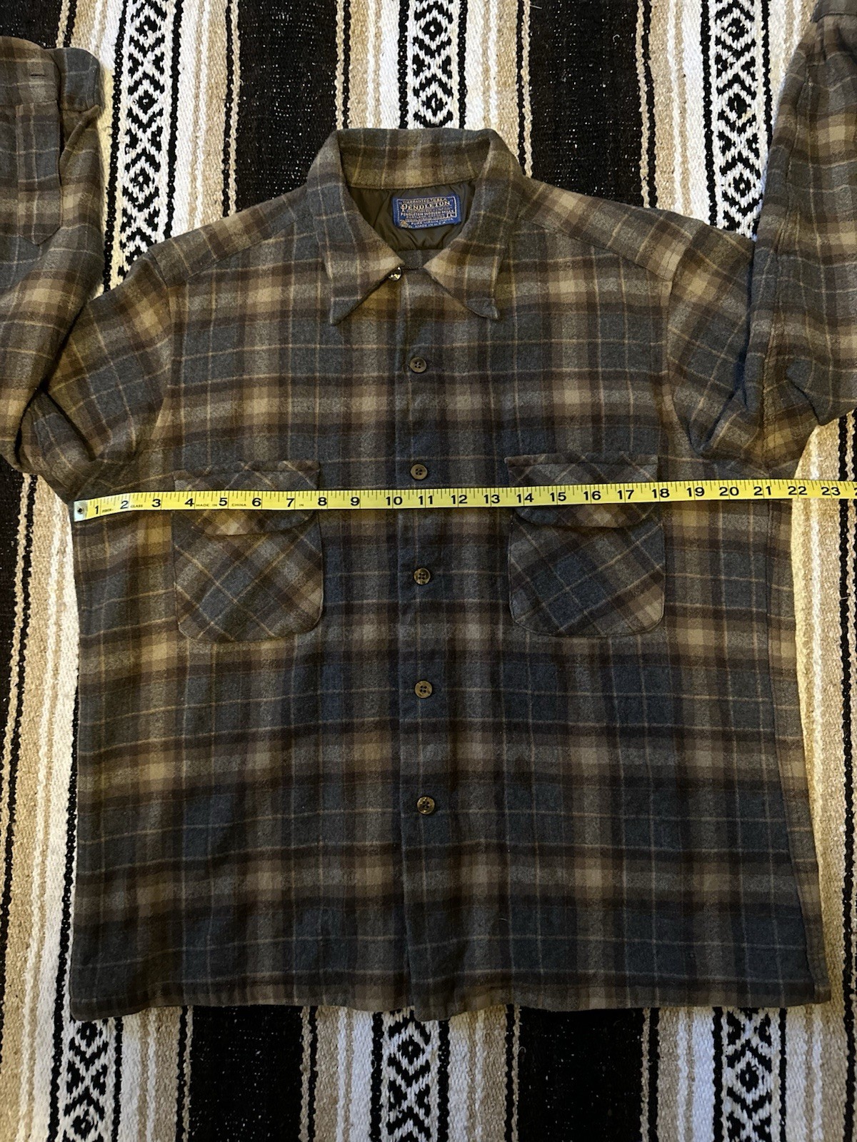 Pendleton Wool Flannel Plaid Button-Down Shirt Br… - image 4