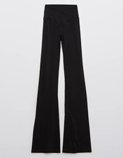 OFFLINE By Aerie Real Me Black High Waisted Crossover Flare Legging Size L Short