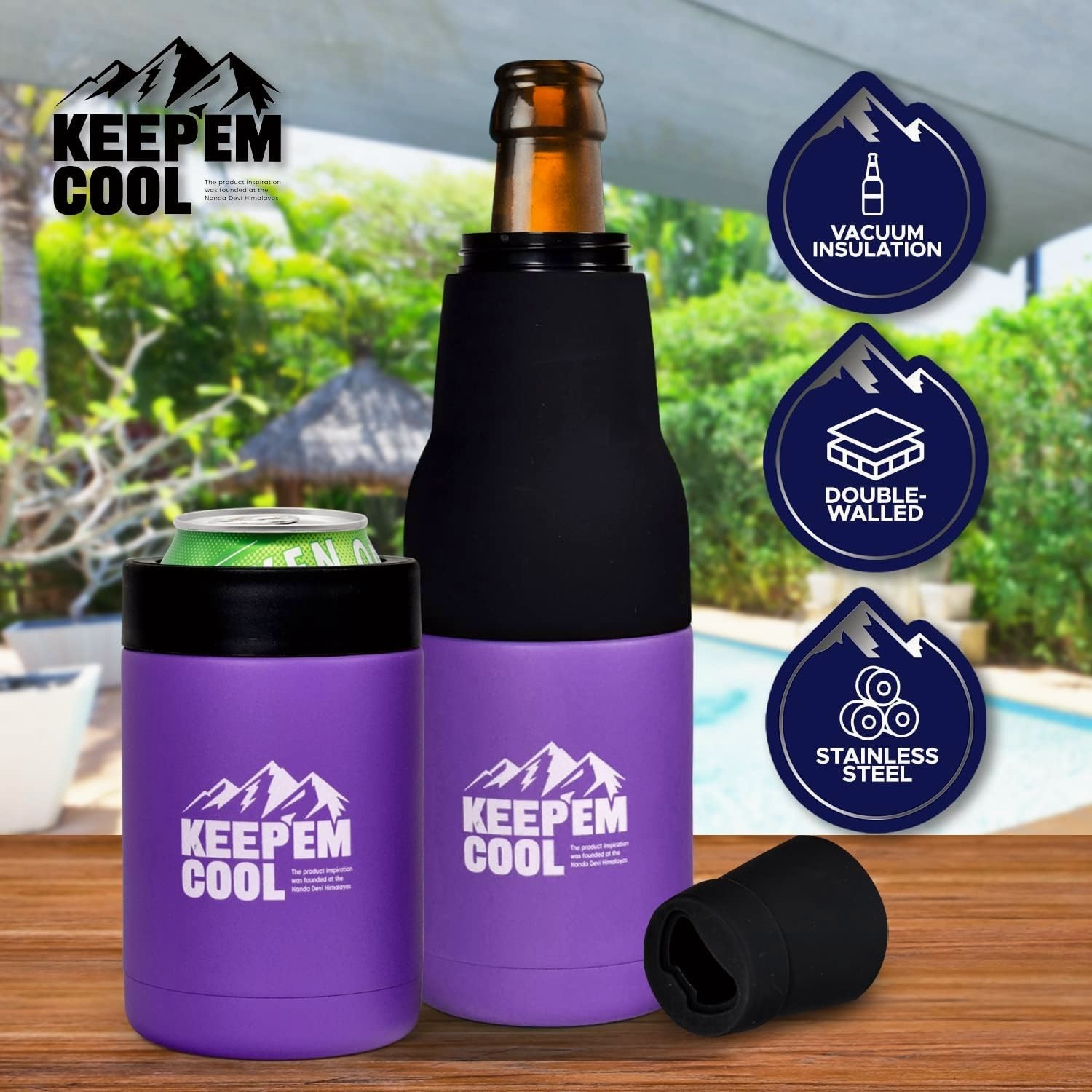 , Can Cooler Insulated Double Vacuum Stainless With Can Opener