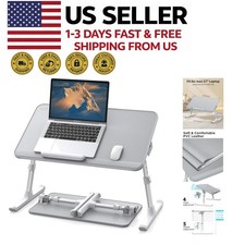 Leather Lap Desk Laptop Bed Tray Adjustable Portable Stand for Bed Couch Gray