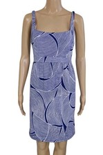SUSANA MONACO Blue / White Square Neck Mini Sheath Tank Dress S
