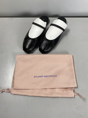 Stuart Weitzman Women's Prima Mule Bow Ballet Flats Black Size 6.5US 37EU NARROW