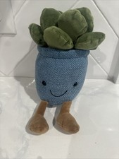 Succulent Plush Potted Plant Stuffed Toy Blue Planter
