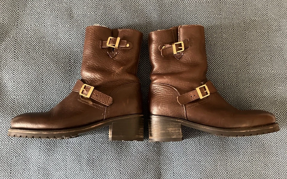 POLO Ralph Lauren Brown Leather & Shearling Lined Boots 9 B Made In Italy New - Image 2 of 4