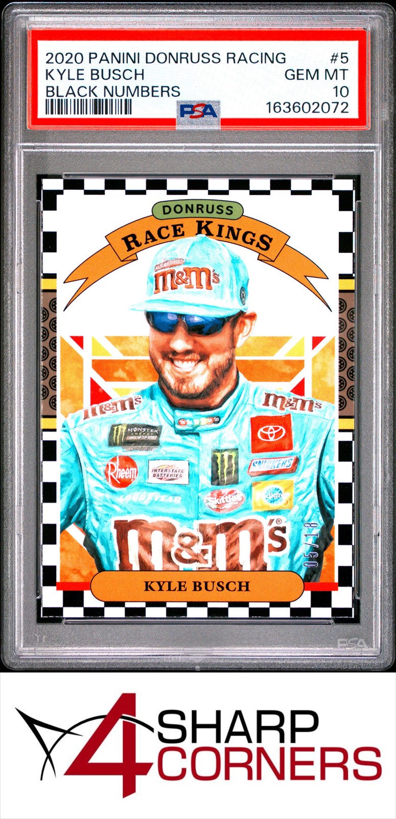 2020 PANINI DONRUSS RACING BLACK NUMBERS #5 KYLE BUSCH #/18 POP 2 PSA 10 view 1