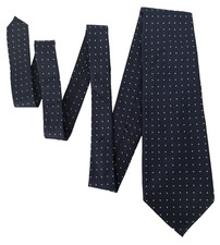 Lauren Ralph Lauren Silk Neck Tie Necktie Navy White Pin Dot Jacquard Classic US