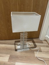 Modern Table Lamp Clear Acrylic Base & White Rectangular Shade