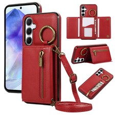 Crossbody Leather Zip Wallet Phone Case For Samsung Galaxy A57 A56 A36 A16 A06