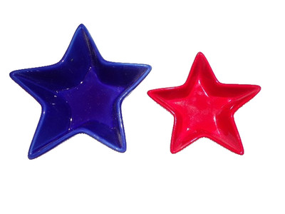 IQ Accessories Star Shaped Trinket Candy Dish red & blue 4'' & 6'' set Ceramic KS1