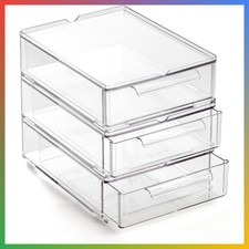  Clear Stackable Storage Drawers, Small - 3 Pack  Clear Storage Drawers