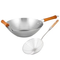 Ken Hom Wok 32 Cm Induktion Inkl. FritierlöFfel Unbeschichteter Karbon Stielwok