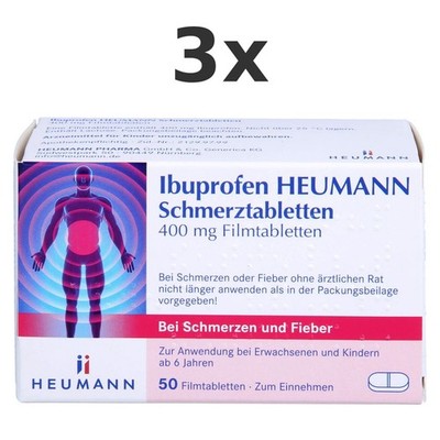 3x Ibuprofen Heumann Schmerztabletten 400 mg 50 St - PZN 7728561