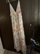 FOREVER 21 Floral Maxi Dress V-Neck Sleeveless Pullover White Red Size M