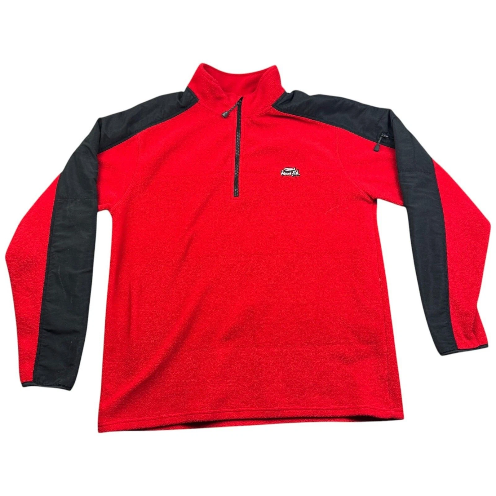 Werid Fish Fleece Large Men's Red Polyester Mens Pullover Zip Up Fleece