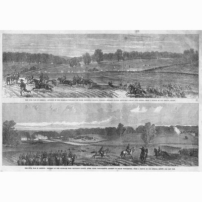 AMERIKANISCHER BÜRGERKRIEG Federals Vormarsch & Rückzug in Jefferson Co antiker Druck 1863