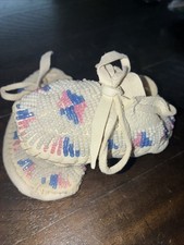 Native American Navajo Vintage Beaded Baby Moccasins Pair