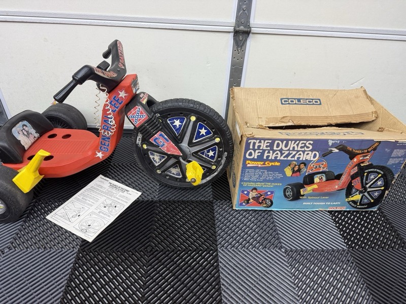 1982 Dukes Of Hazzard Power Cycle Big Wheel Vtg Holy Grail Coleco W/ Org. Box!!