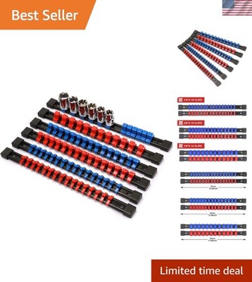 Durable ABS Socket Organizer - 6PC Set with Spring-Loaded Clamps & Easy Access