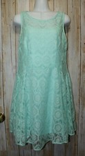 Womens Aqua Lace Vanity Sleeveless Dress Size Medium excellent