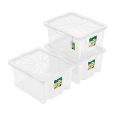 Set 3x Aufbewahrungsbox Franz mit Deckel|Transparent,24L,Praktische Lagerkiste