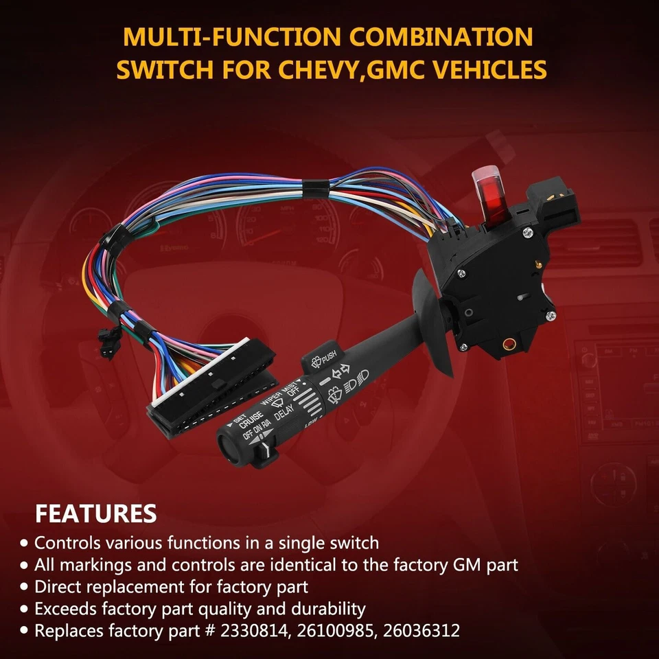 Interruptor de señal de giro limpiaparabrisas de crucero para Chevy Silverado C1500 Suburban Tahoe 1995-98 Foto 2 de 4