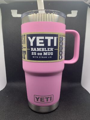 YETI POWER PINK Rambler 25oz oz Tumbler with Straw Lid BNWT! In Hand! HOT!! 