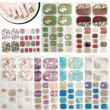 Toe Nail Wraps Art Stickers Self Adhesive Full Cover Tips DIY Fake Nail Polish 