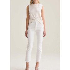 AGOLDE Riley High Rise Straight Crop Jean in Blurred Size 31 Raw Hem