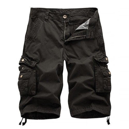 Herren Freizeit solide Cargo Shorts mehrere Taschen gewaschen Lounge -30 31 32 34 36 38 40 - Bild 9 von 26