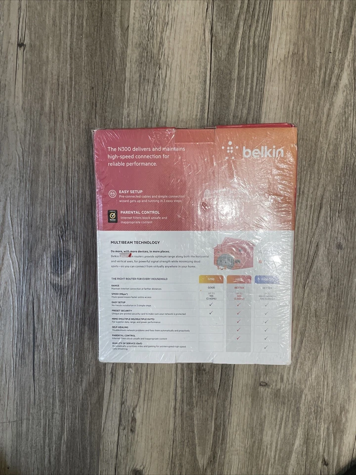 Belkin N300 Wi-Fi N Router 300 Mbps 4-Port 10/100 2.4 GHz Wireless New Sealed - Image 2 of 2