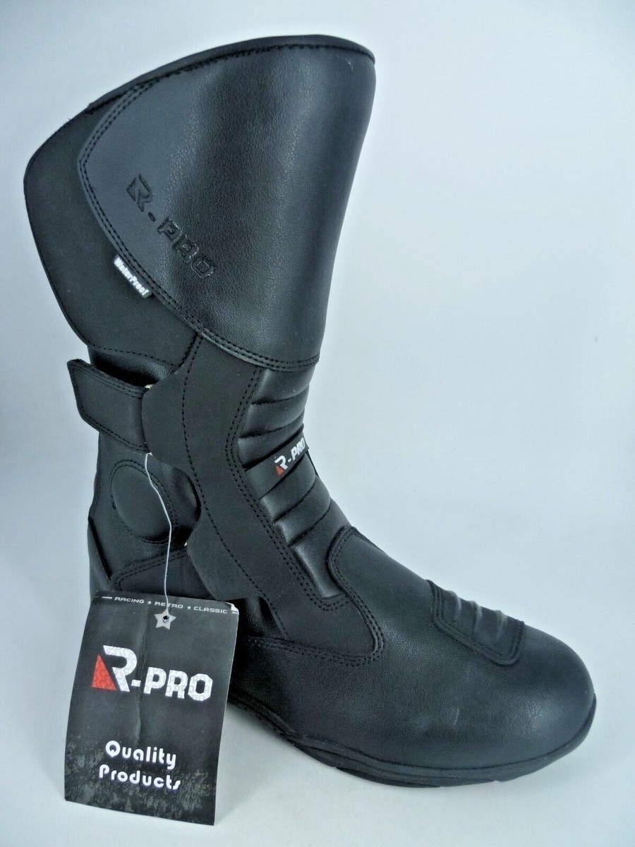 R Pro Black Leather Motorcycle Boots Black UK 10 EU 44 LN9 BB 01