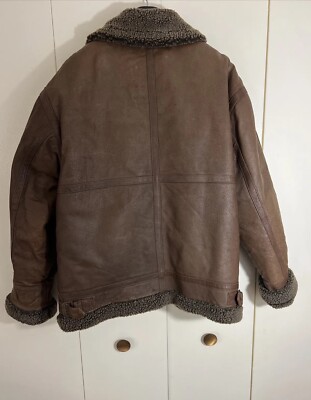 wilda☆本革☆ライナー付きleather 短丈“bomber jacket WILDA Men's Bomber Jacket Brown Leather Shearling Size Large | eBay