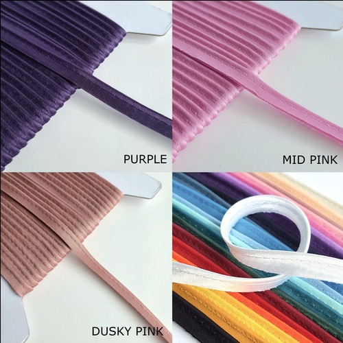 Satin insert piping cord fabric covered 2mm diameter with flange - Many Lengths - Picture 3 of 70