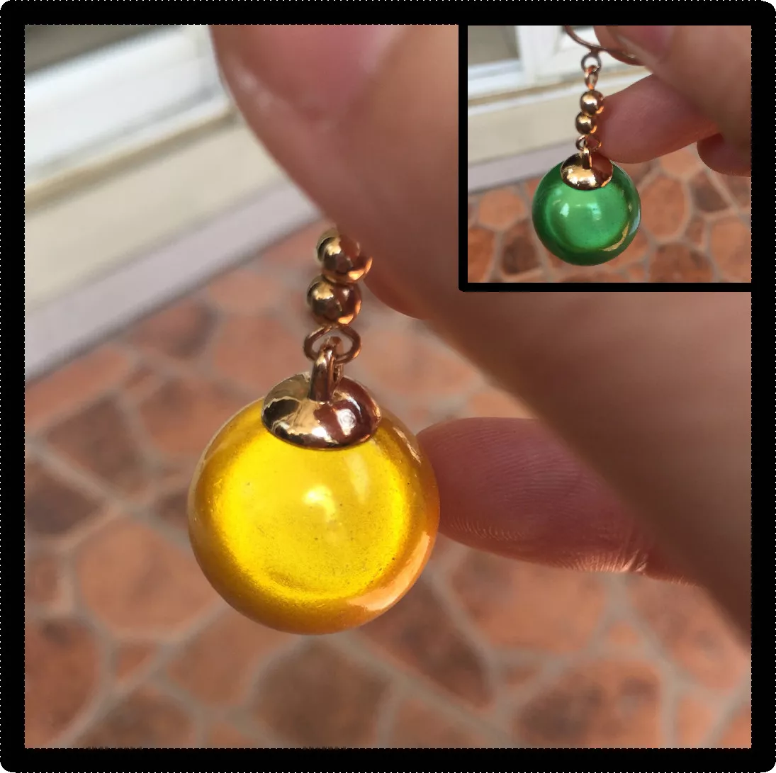 Pair Of Potara Earrings Green Yellow Blue Red Natural Stones