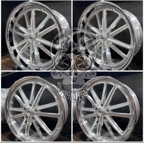 4-Infamous Racing Wheels EL CHAPO Brush Face/Chrome Lip 24x9 & 24x11 5x139.7 NEW