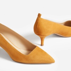 suede mustard heels