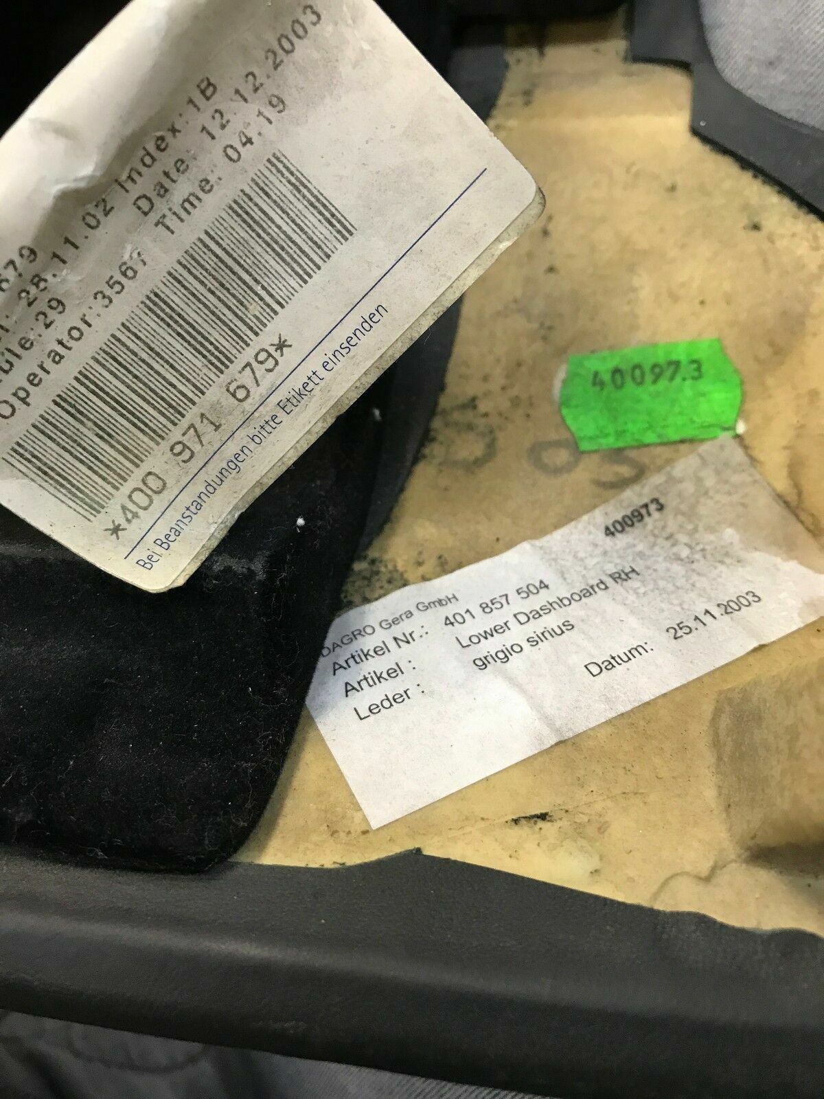 LAMBORGHINI GALLARDO INTERIOR LOWER DASHBOARD COVER OEM 401857504