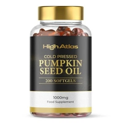 HIGHATLAS Pumpkin Seed Oil Soft Capsules - 200 Count (3000mg Per Serving)