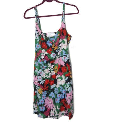 Old Navy NEW Womens Size L Multi Color Floral Cami Mini Dress Linen Rayon Blend