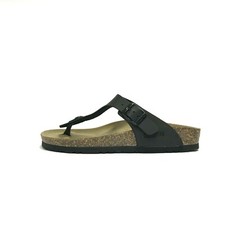 GOLDSTAR MENS COMFORT REAL CORK BUCKLE FLIP FLOPS SLIPPERS GS1830 BLACK
