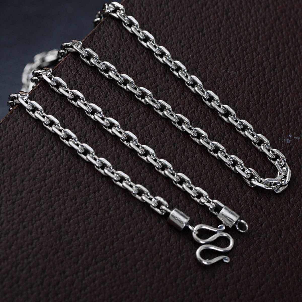 Solid 925 Sterling Silver Chain Men 4mm Square Rolo O LinK