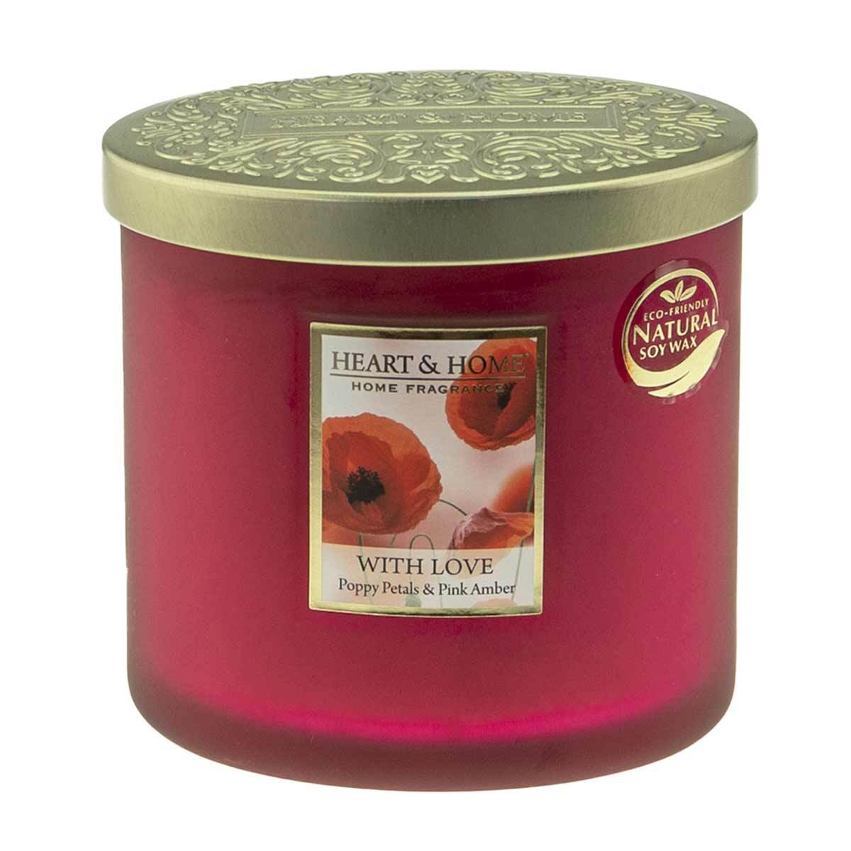 Bougie ellipse 2 mèches Heart and Home Amour en cire de soja premium