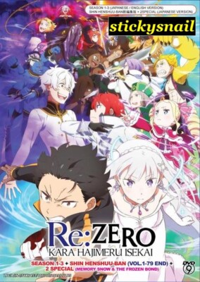 Anime DVD Re:Zero kara Hajimeru Isekai Season 1-3 + Shin Henshuu-ban + 2 Special